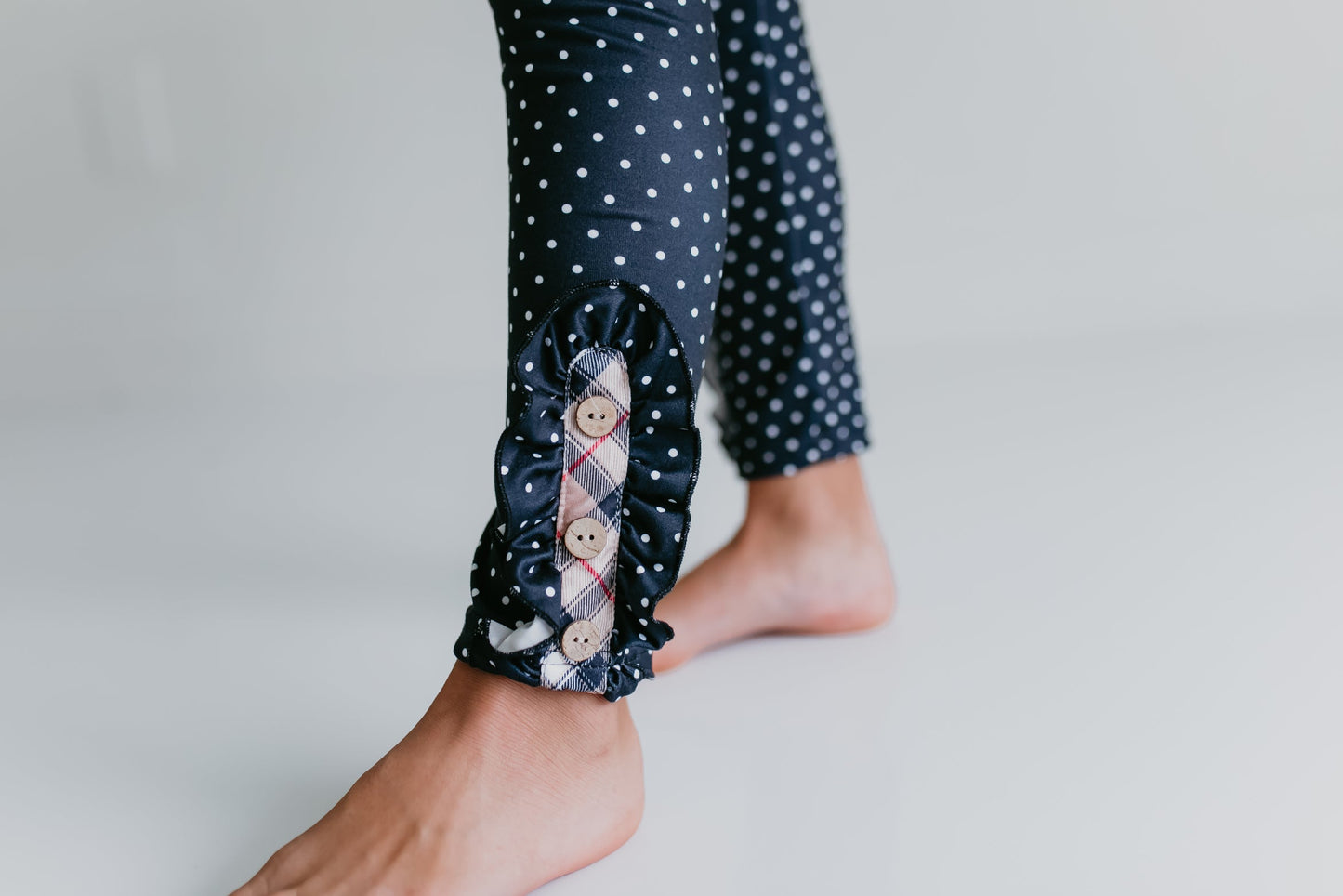 Tan Plaid Button Set