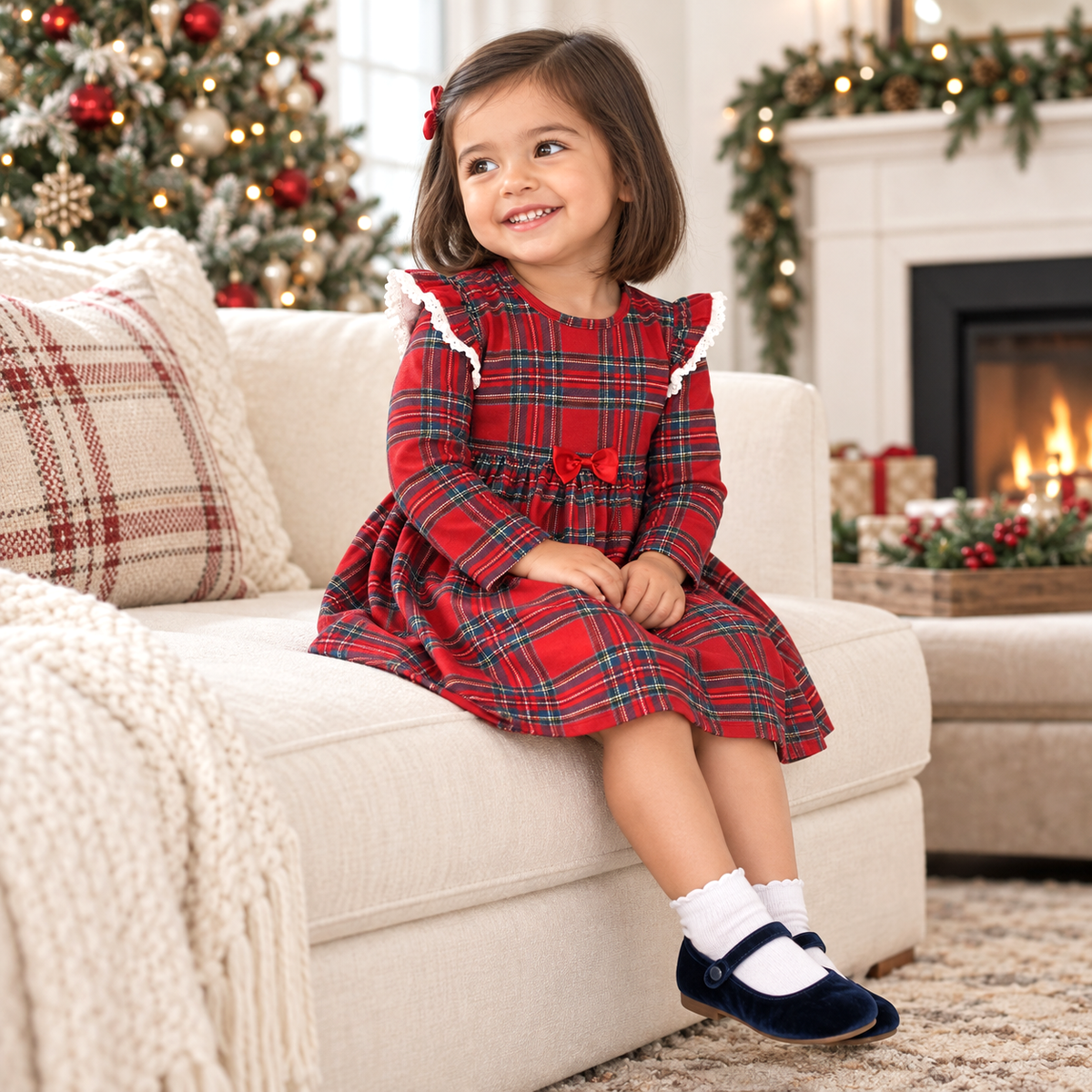 Christmas Bamboo Holiday Dress – Classic Red Plaid Charm