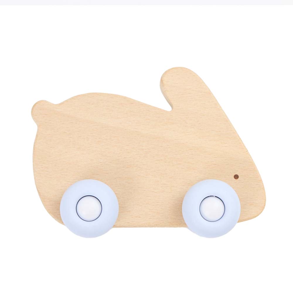 Silicone + Wood Teether with Wheels (3 Colors)