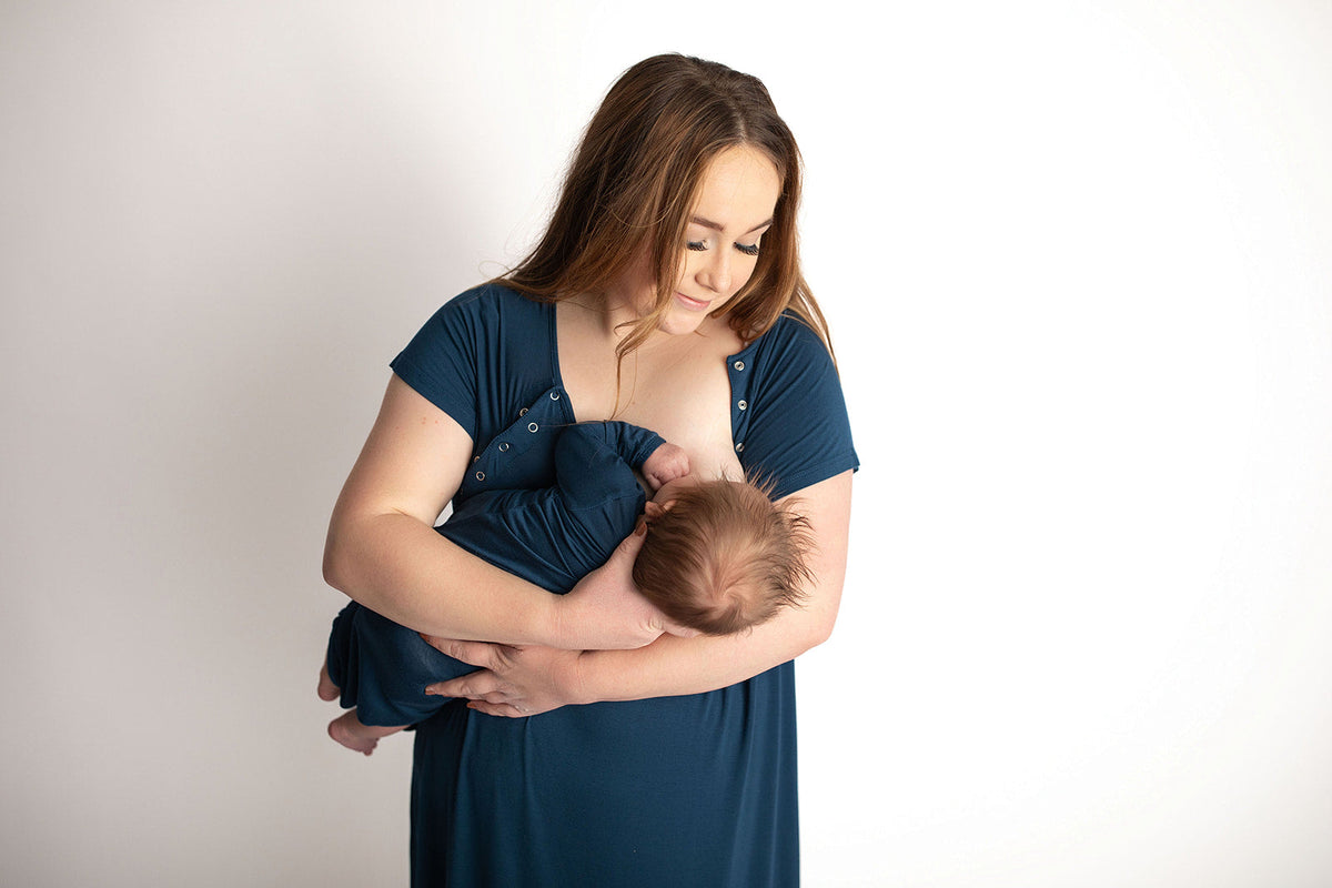 Navy Blue Knotted Newborn Baby Gown