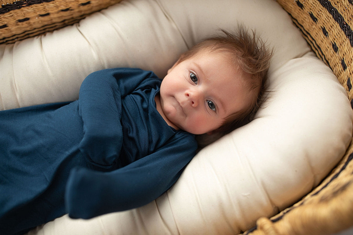 Navy Blue Knotted Newborn Baby Gown