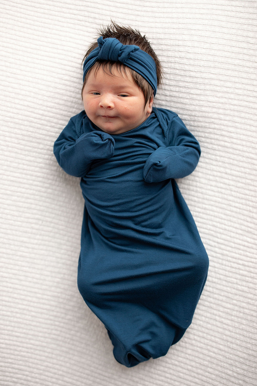 Navy Blue Knotted Newborn Baby Gown