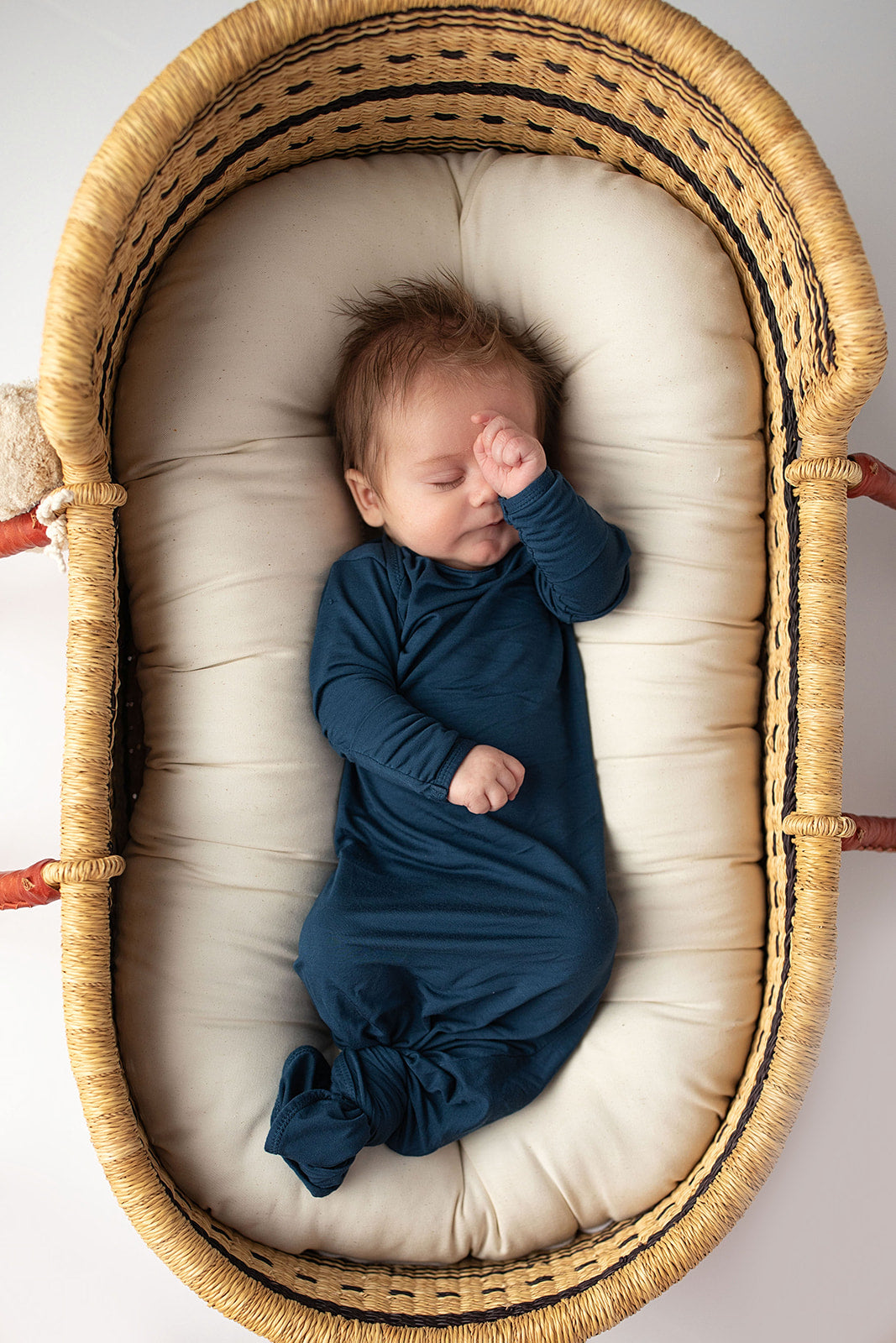 Navy Blue Knotted Newborn Baby Gown