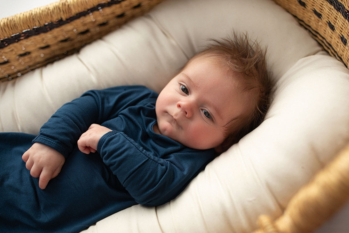 Navy Blue Knotted Newborn Baby Gown