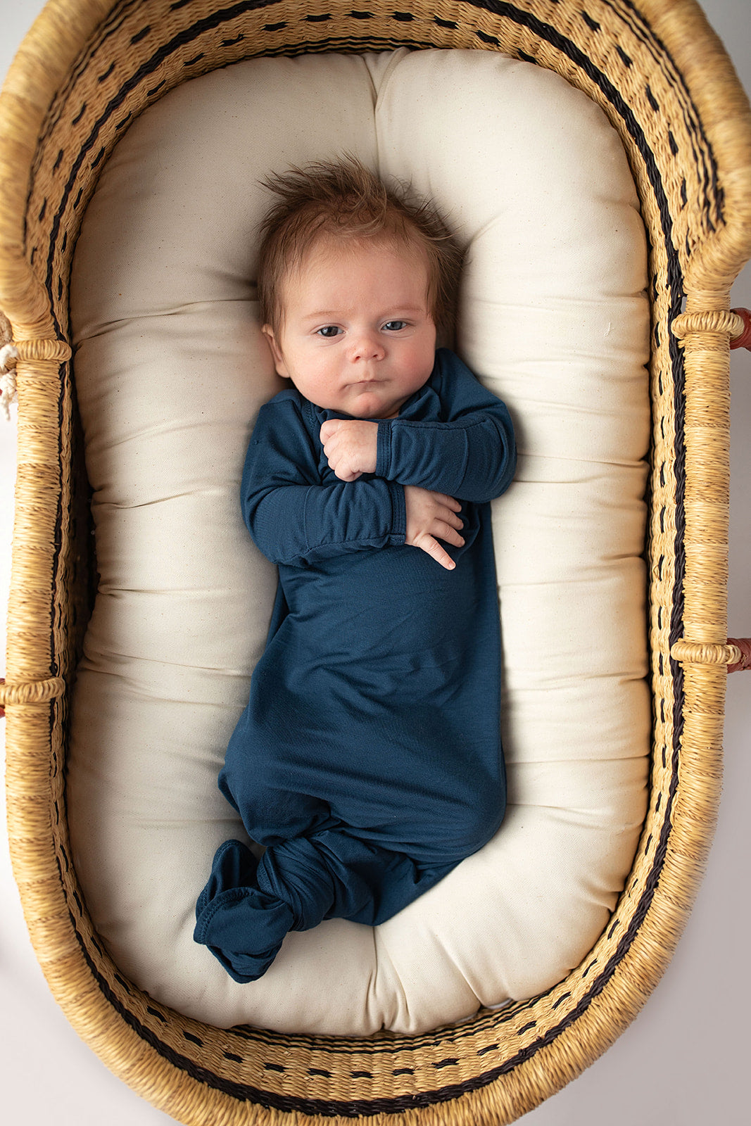 Navy Blue Knotted Newborn Baby Gown