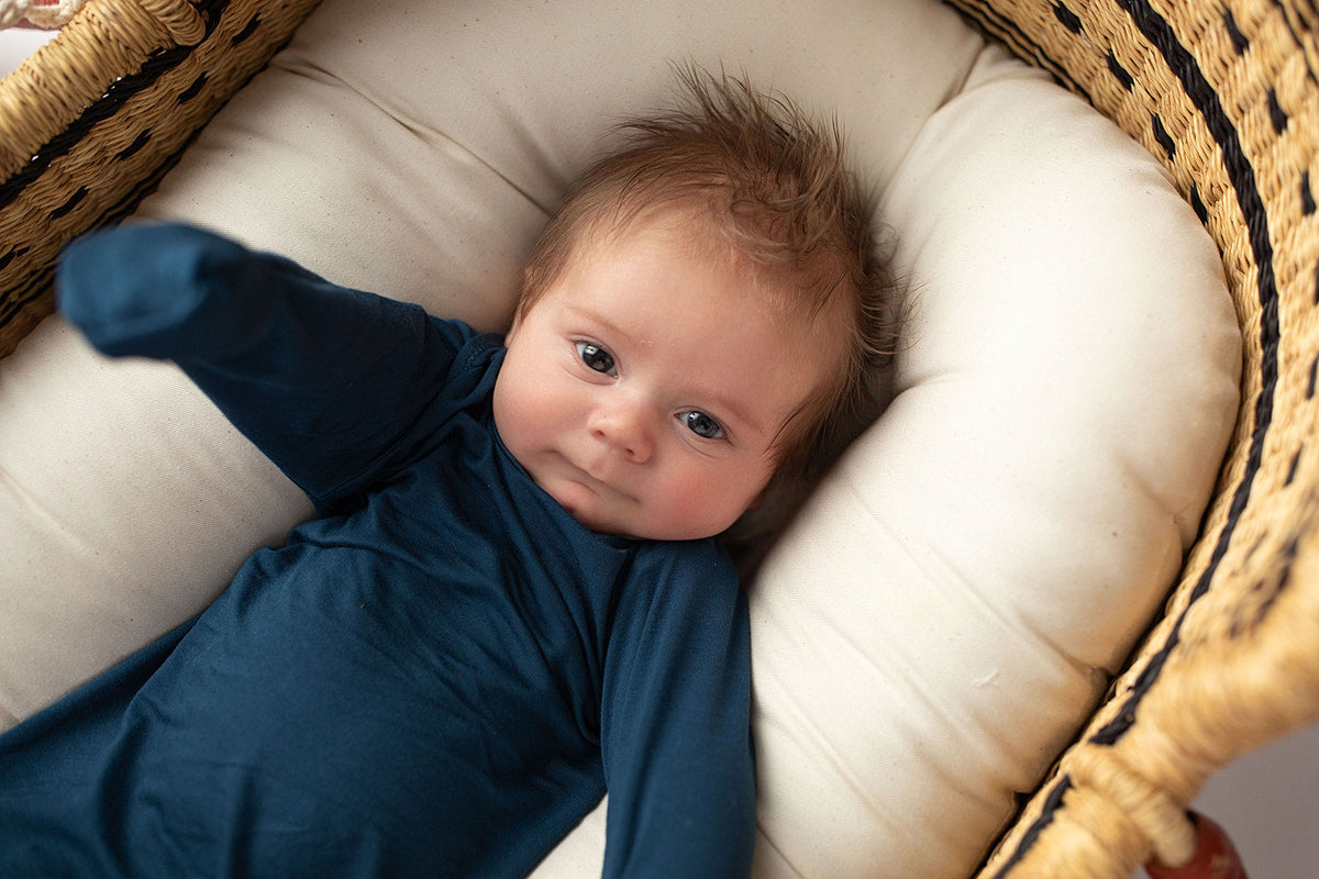 Navy Blue Knotted Newborn Baby Gown