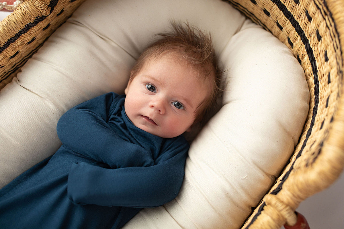 Navy Blue Knotted Newborn Baby Gown