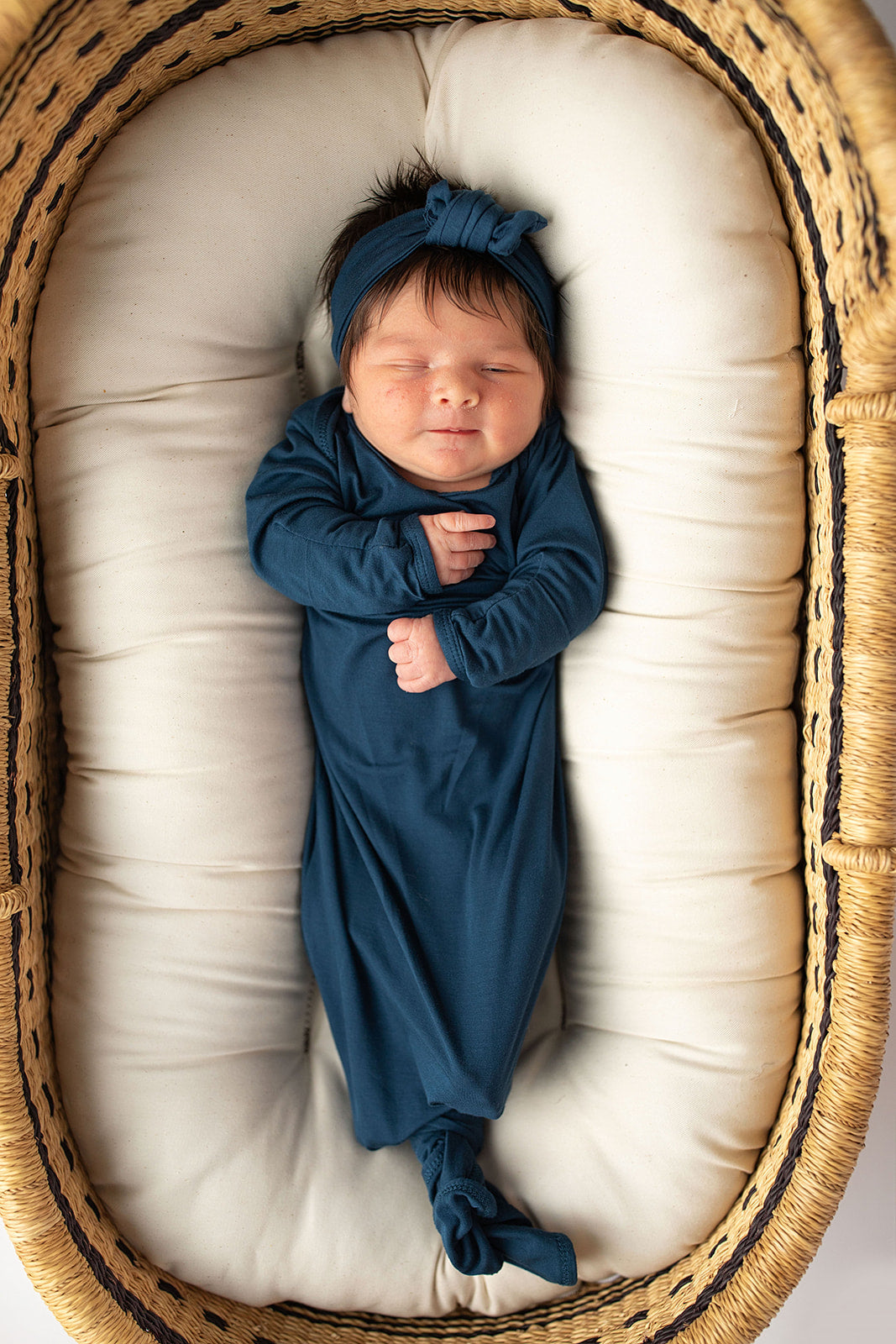 Navy Blue Knotted Newborn Baby Gown