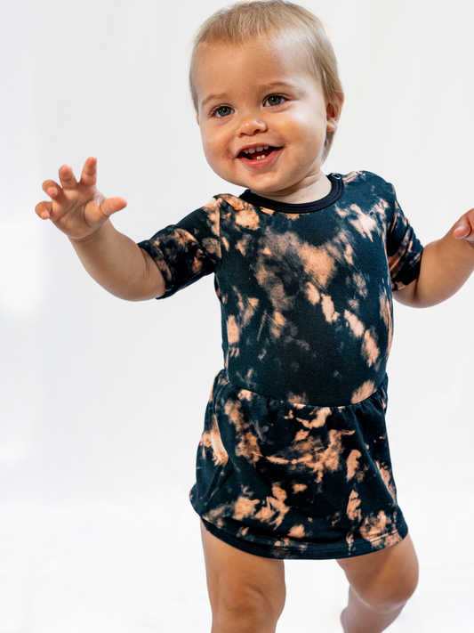 Black Tie-Dye Baby Ballerina Dress