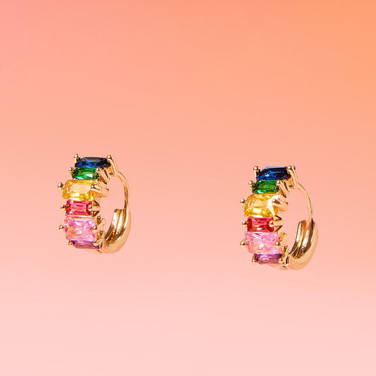 Dainty Huggie Hoop Multicolor 18k Gold Plated Hoop