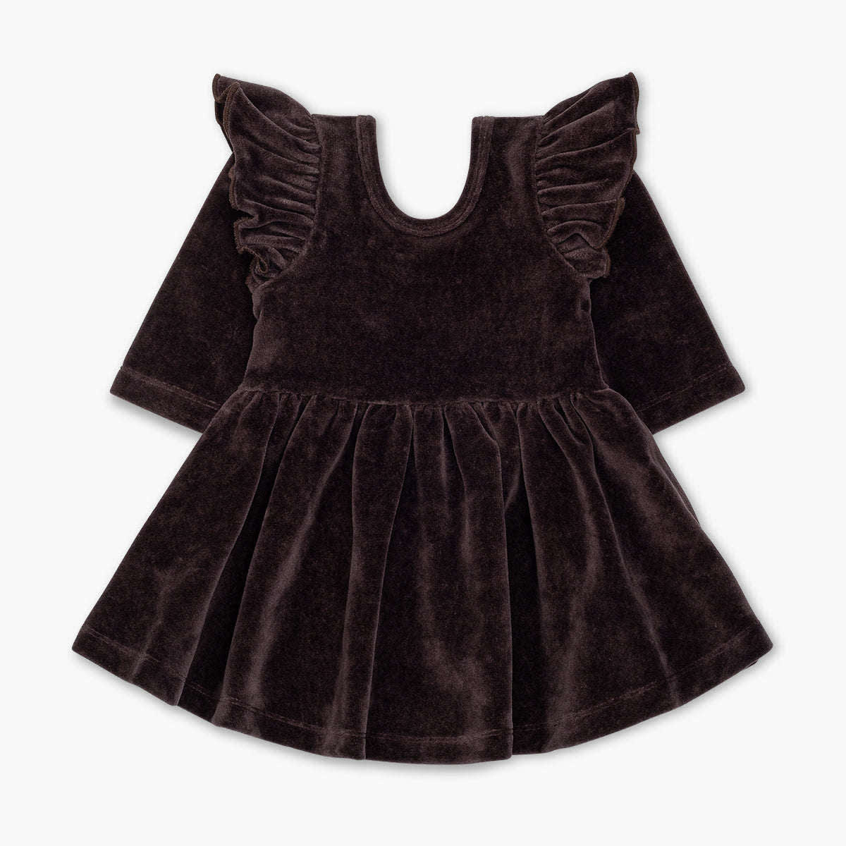 Velour Long Sleeve Ruffle Let's Dance Dress - Black