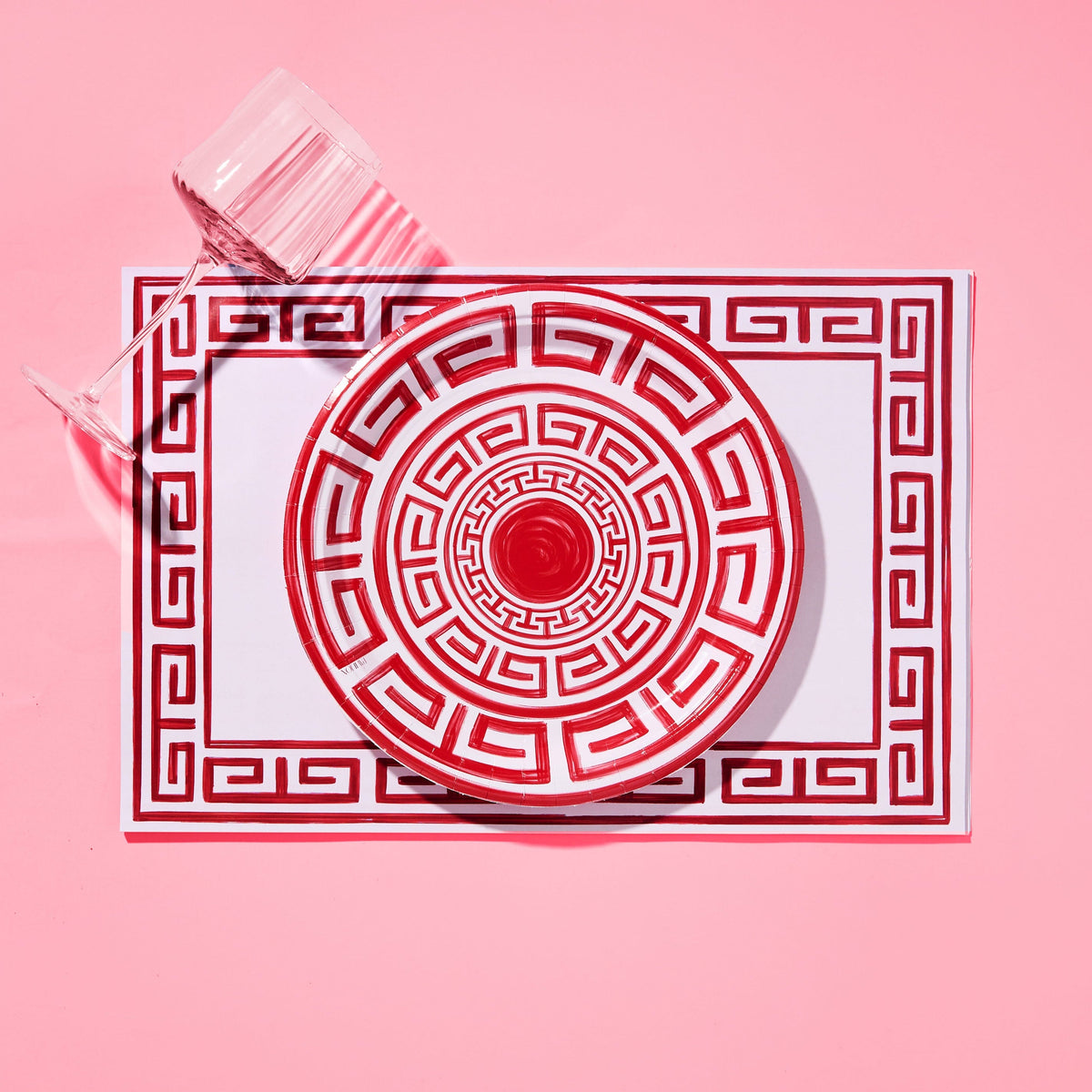 Pavilion Sky and Navy Greek Key Paper Placemat Pad