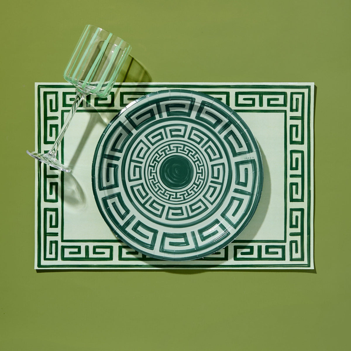 Pavilion Sky and Navy Greek Key Paper Placemat Pad