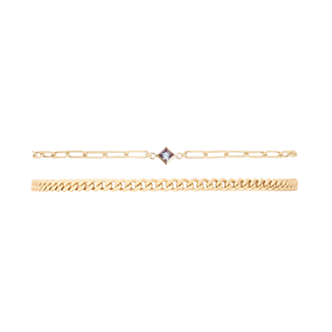 birthstone + gabi curb bracelet stack