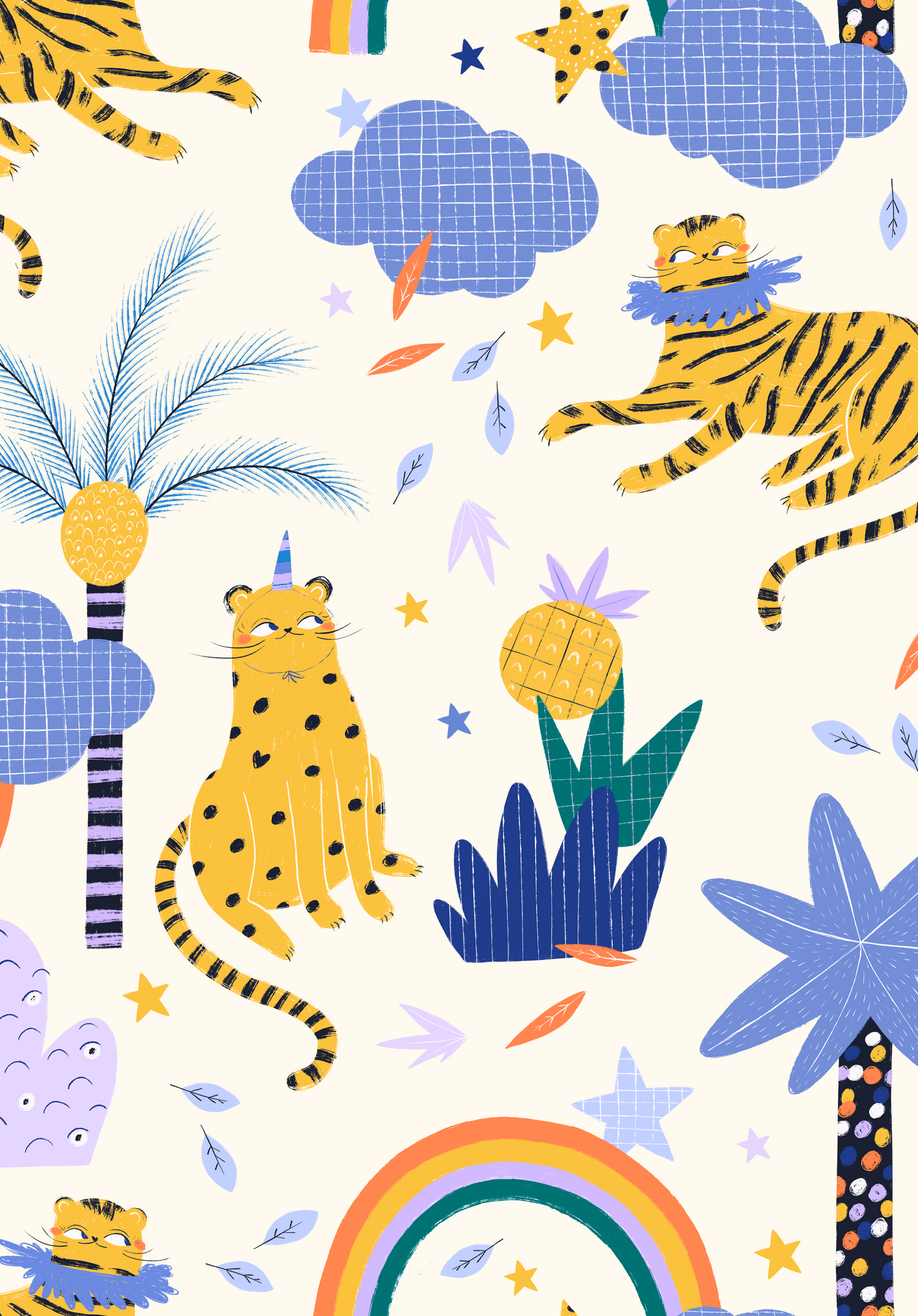 "Cat's Pajamas" Swaddle and Beanie Bundle - Rainbow