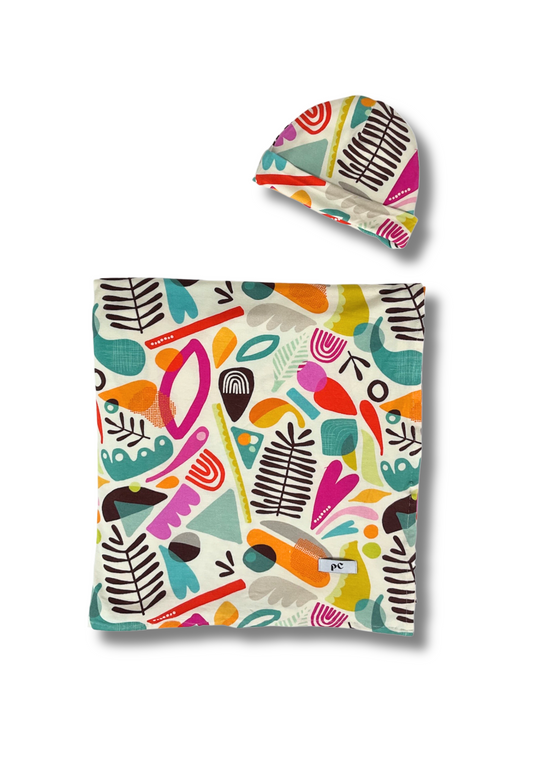 "Adorable Abstracts" Swaddle and Beanie Bundle - Nature