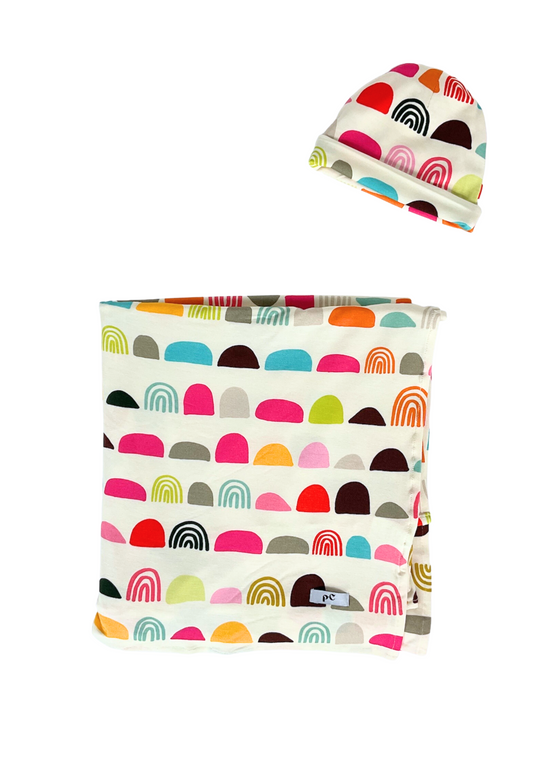 "Adorable Abstracts" Swaddle and Beanie Bundle - Hills