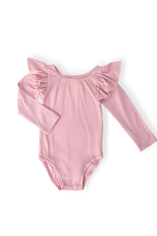 Vintage Pink L/S Flutter Sleeve Leotard
