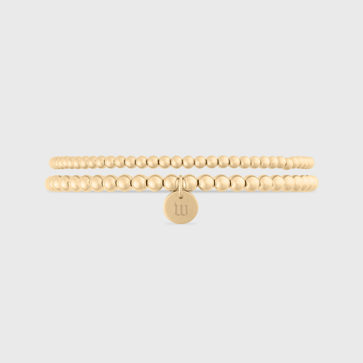 old english initial juno double bracelet stack (3+4mm)