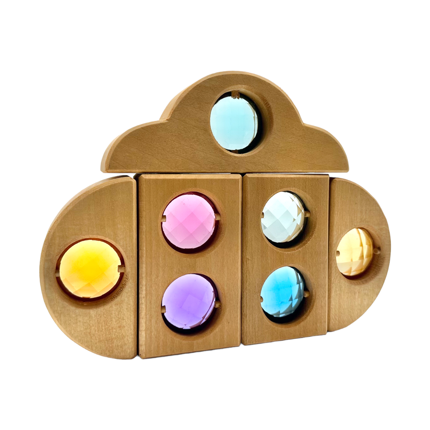 12-Piece Rainbow Fairytale Window Blocks with Storage Tray | Light & Color Play
