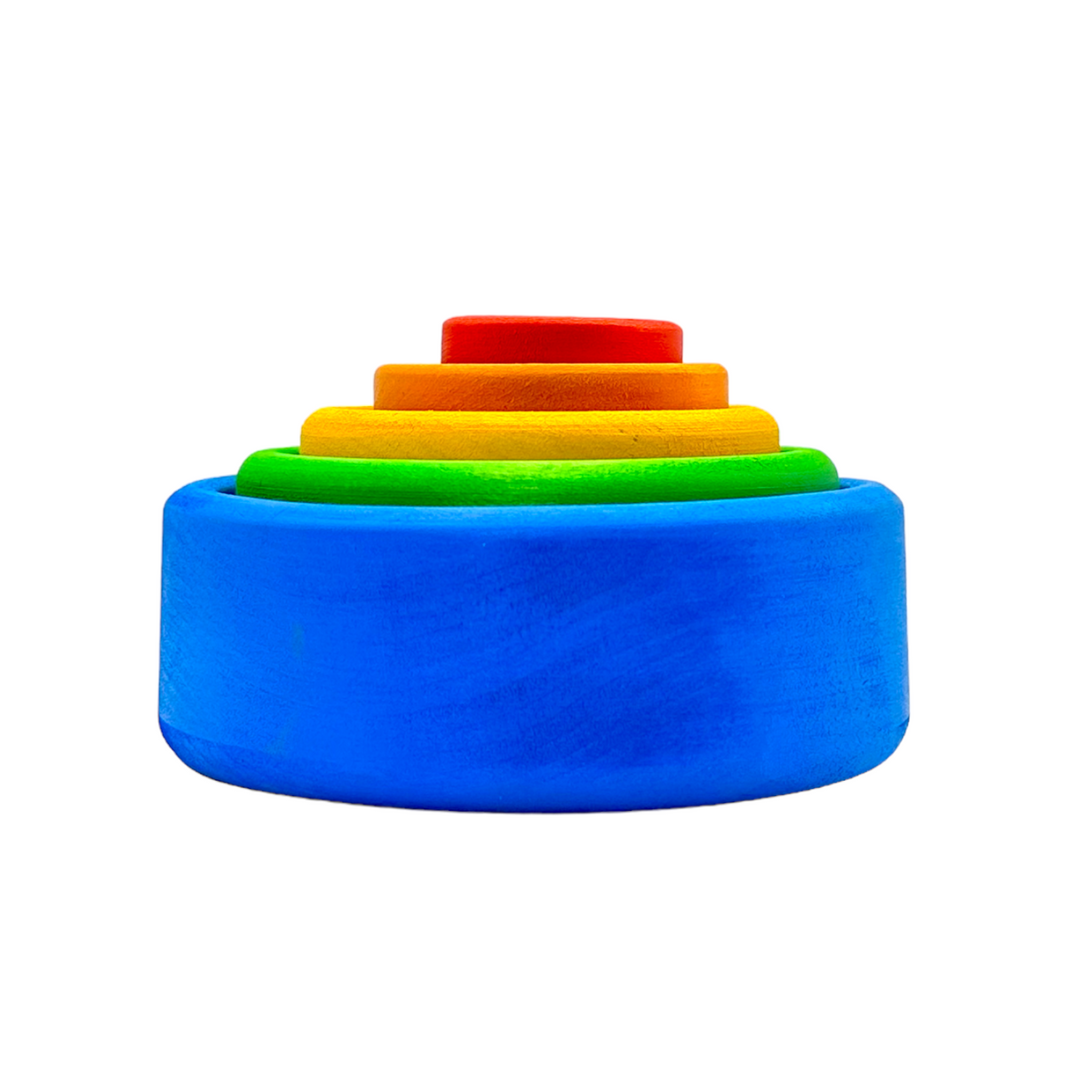 5-Piece Wooden Stacking & Nesting Cup Set – Blue Sunset (Stained)