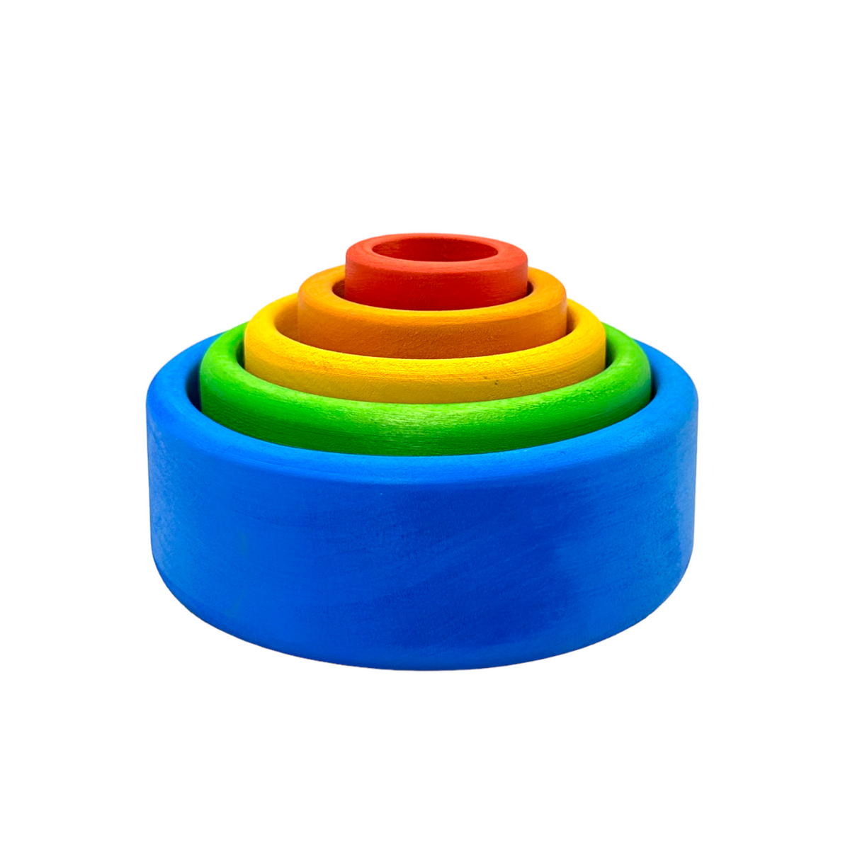 5-Piece Wooden Stacking & Nesting Cup Set – Blue Sunset (Stained)