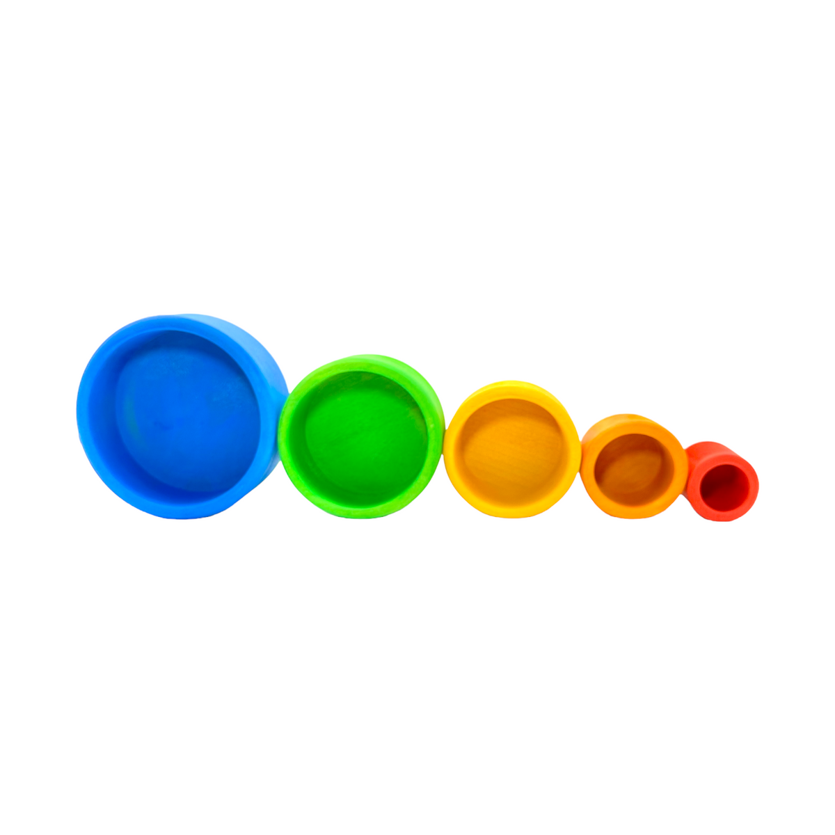5-Piece Wooden Stacking & Nesting Cup Set – Blue Sunset (Stained)