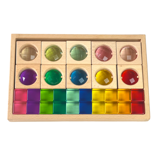 30-Piece Gemmed Translucent Window Blocks & Lucite Cubes Set with Storage Tray