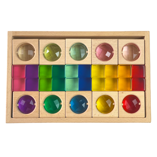 30-Piece Gemmed Translucent Window Blocks & Lucite Cubes Set with Storage Tray
