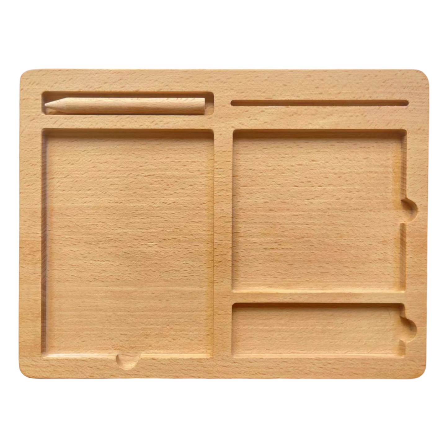 Wooden 3-Part Educational Activity & Sand Tray with Card Slot and Wooden Pencil