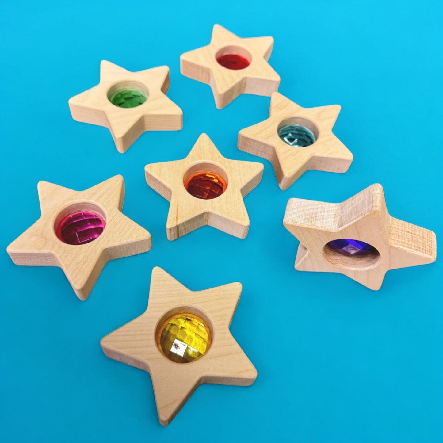 **Pre-order (Ships in 1-2 Weeks)**7 PCS Wooden Gemmed Stars Blocks Set