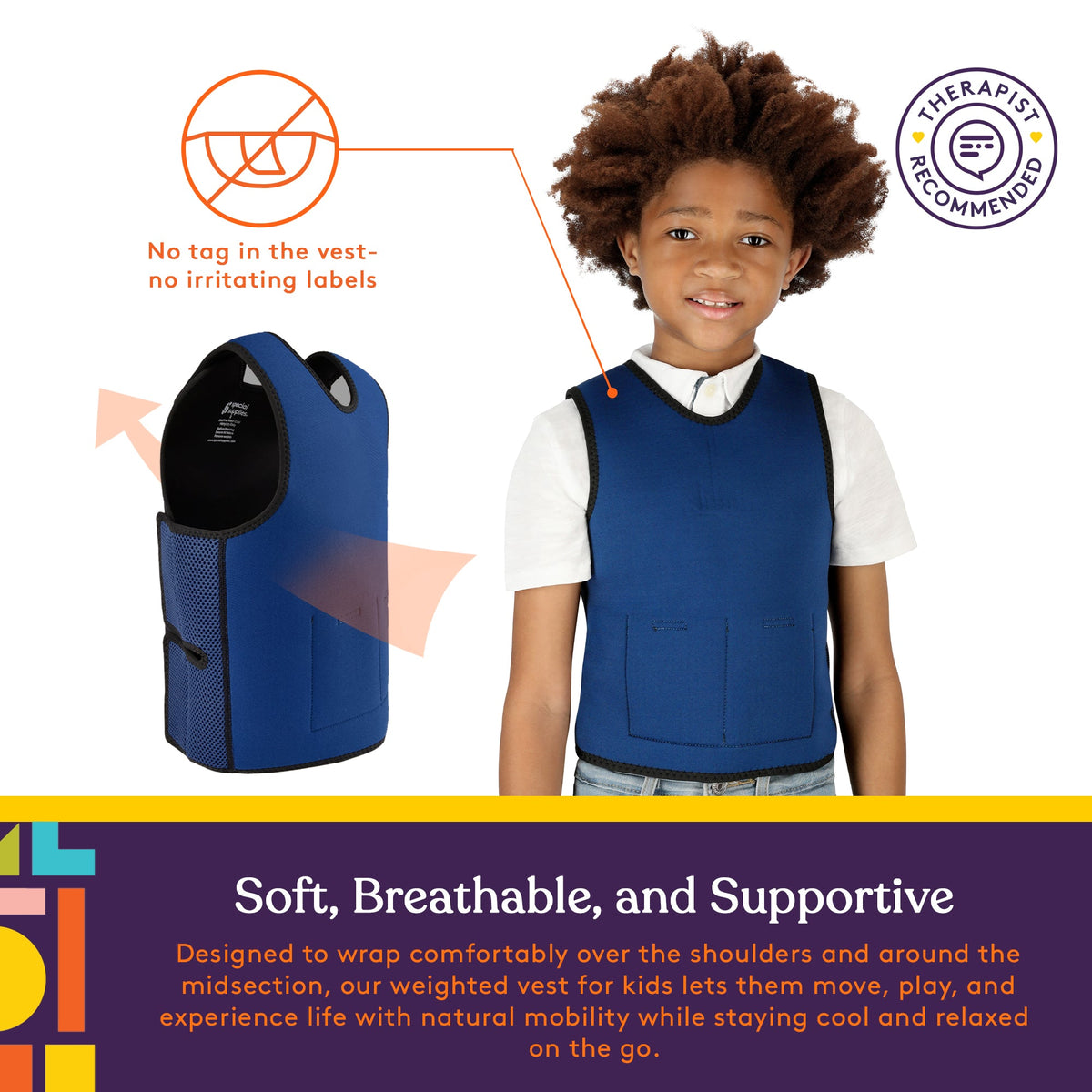 WEIGHTED - Sensory Compression Vest for Kids with Processing Disorders ADHD and Autism Calming and Supportive with Adjustable Weight Fit