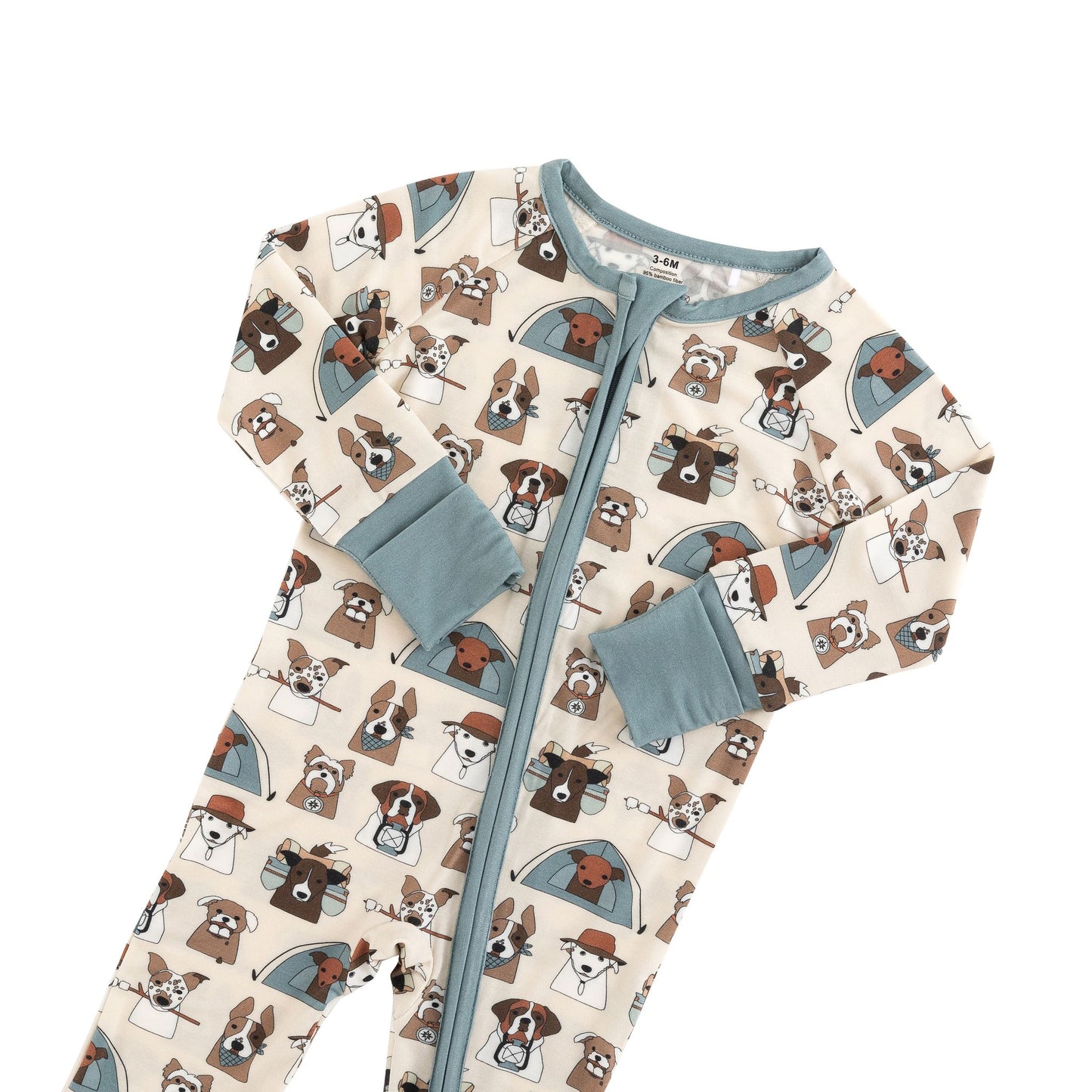 Camp Paws (Convertible Zip Footies) - Blue