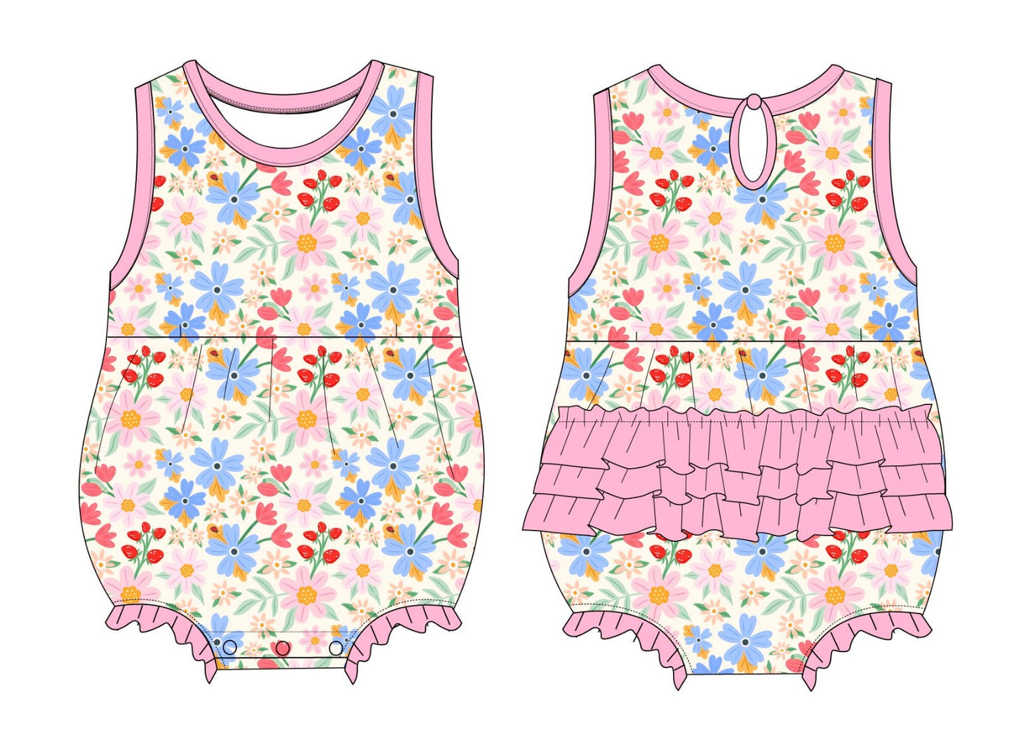 Strawberry Fields Floral Ruffle Romper