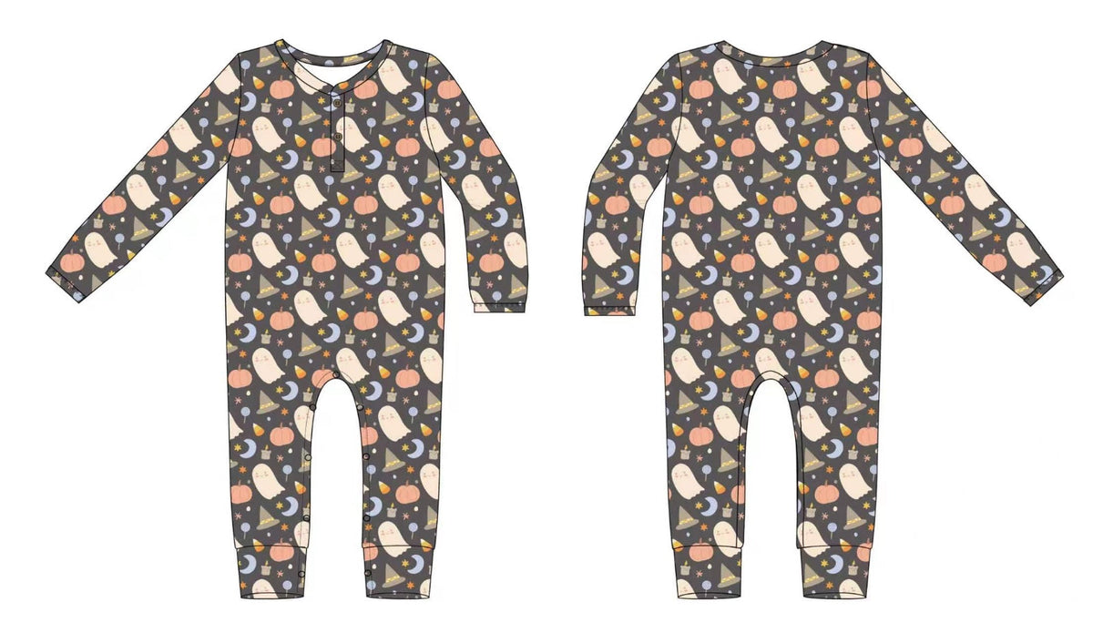 Halloween Long Sleeve Henley Romper