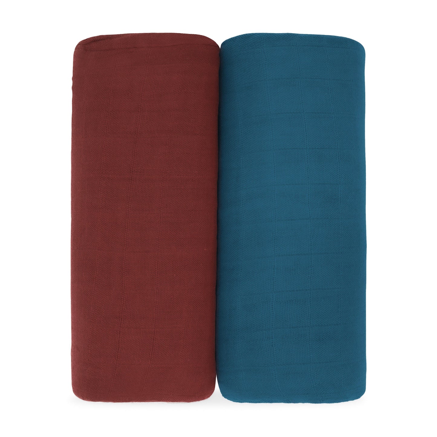 Muslin Swaddle Blanket in Wine & Neptune, 2 Pack