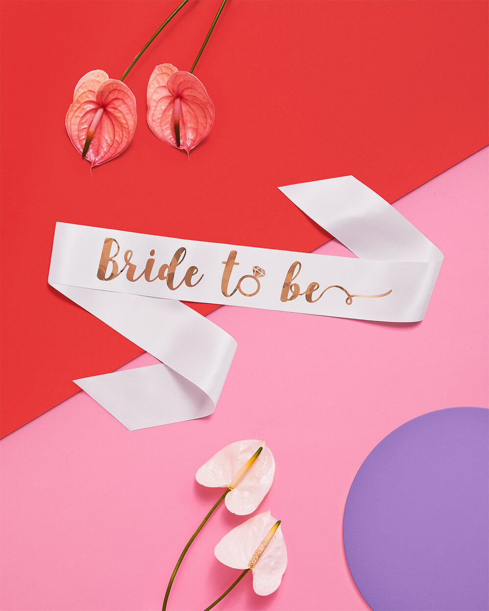 Classic Bride Sash - white satin sash + gold foil