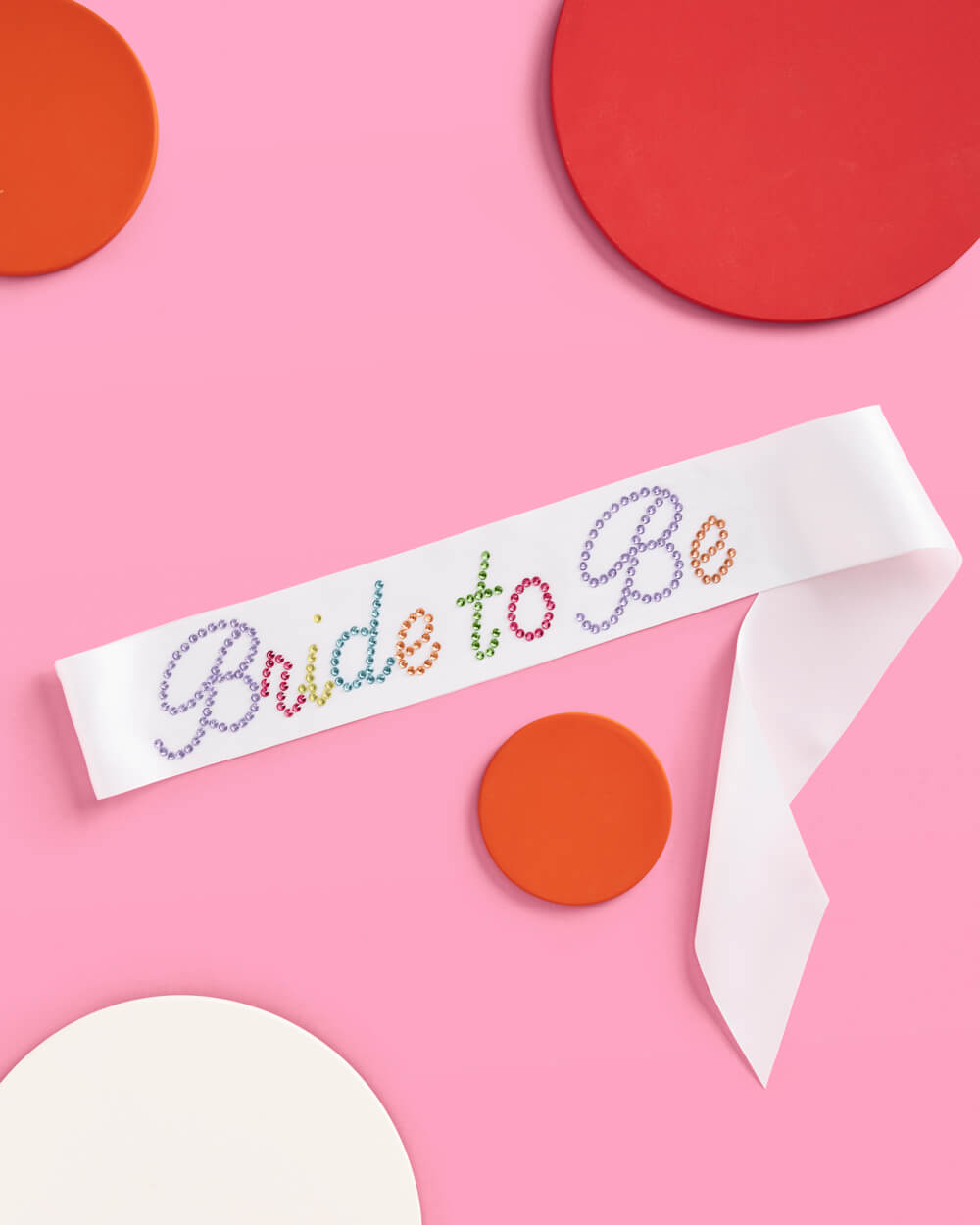 Bride Pride Sash - white silk + rhinestones