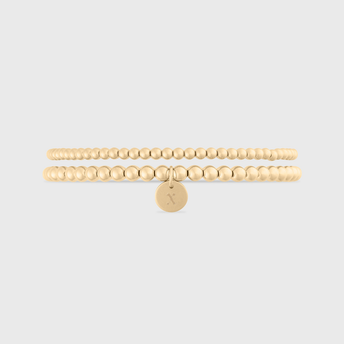 old english initial juno double bracelet stack (3+4mm)