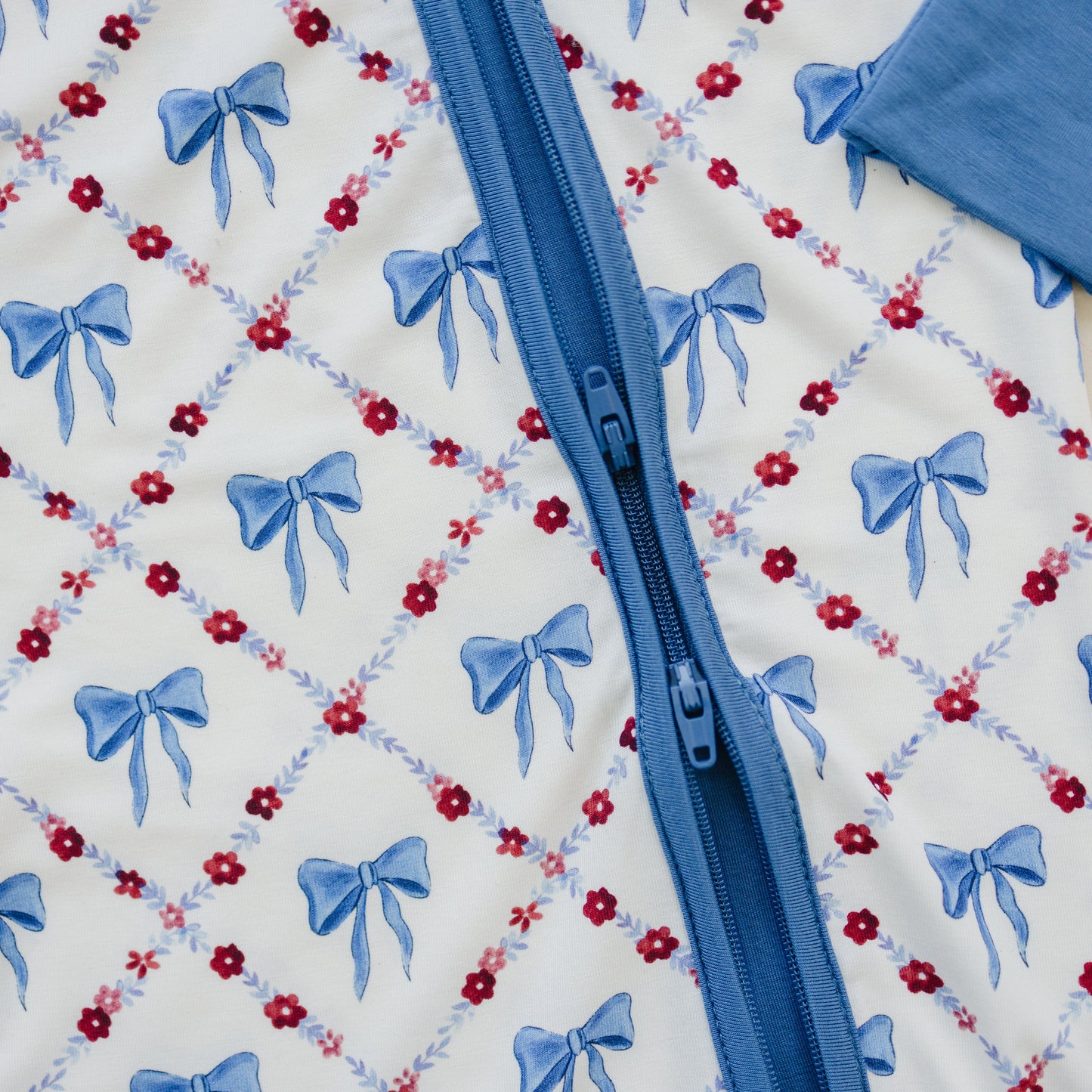 Red White & Bows Bamboo Zippy Romper