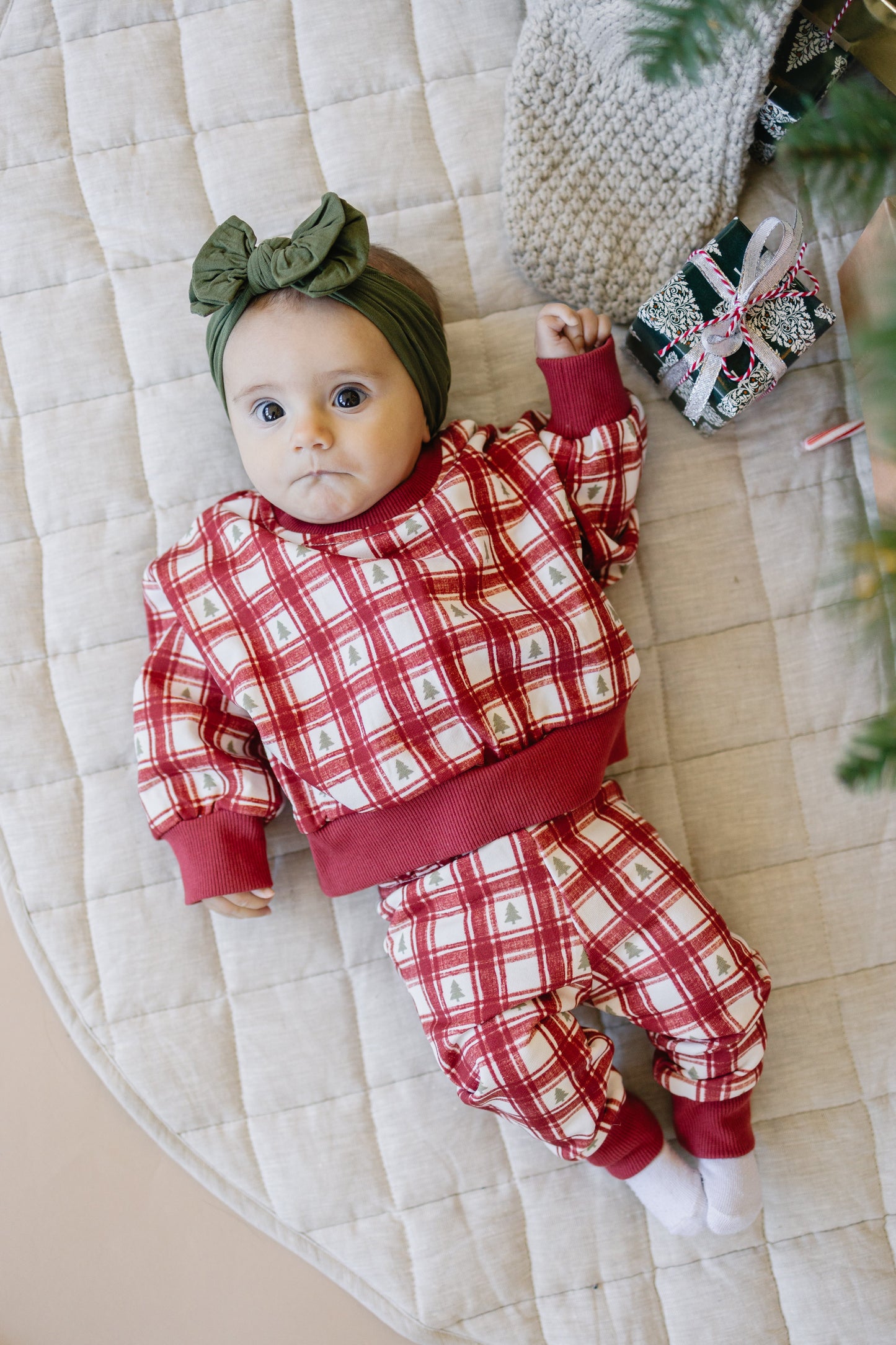 Red Plaid Christmas Tree Jogging pants