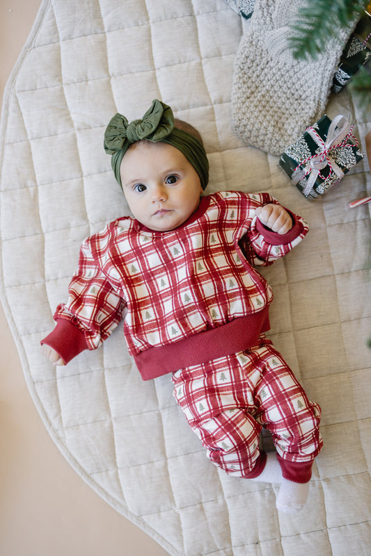 Red Plaid Christmas Tree Jogging pants