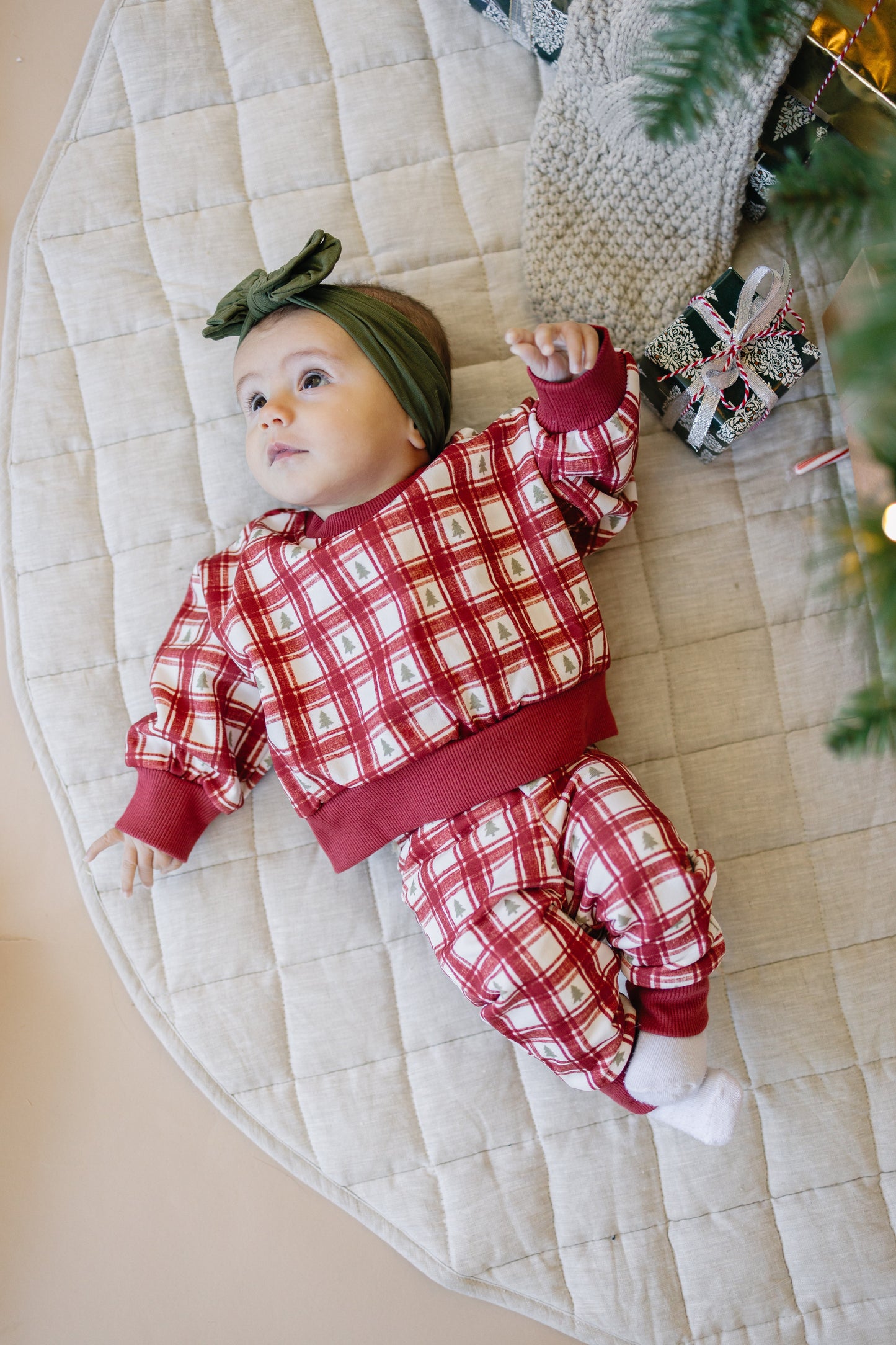 Red Plaid Christmas Tree Jogging pants