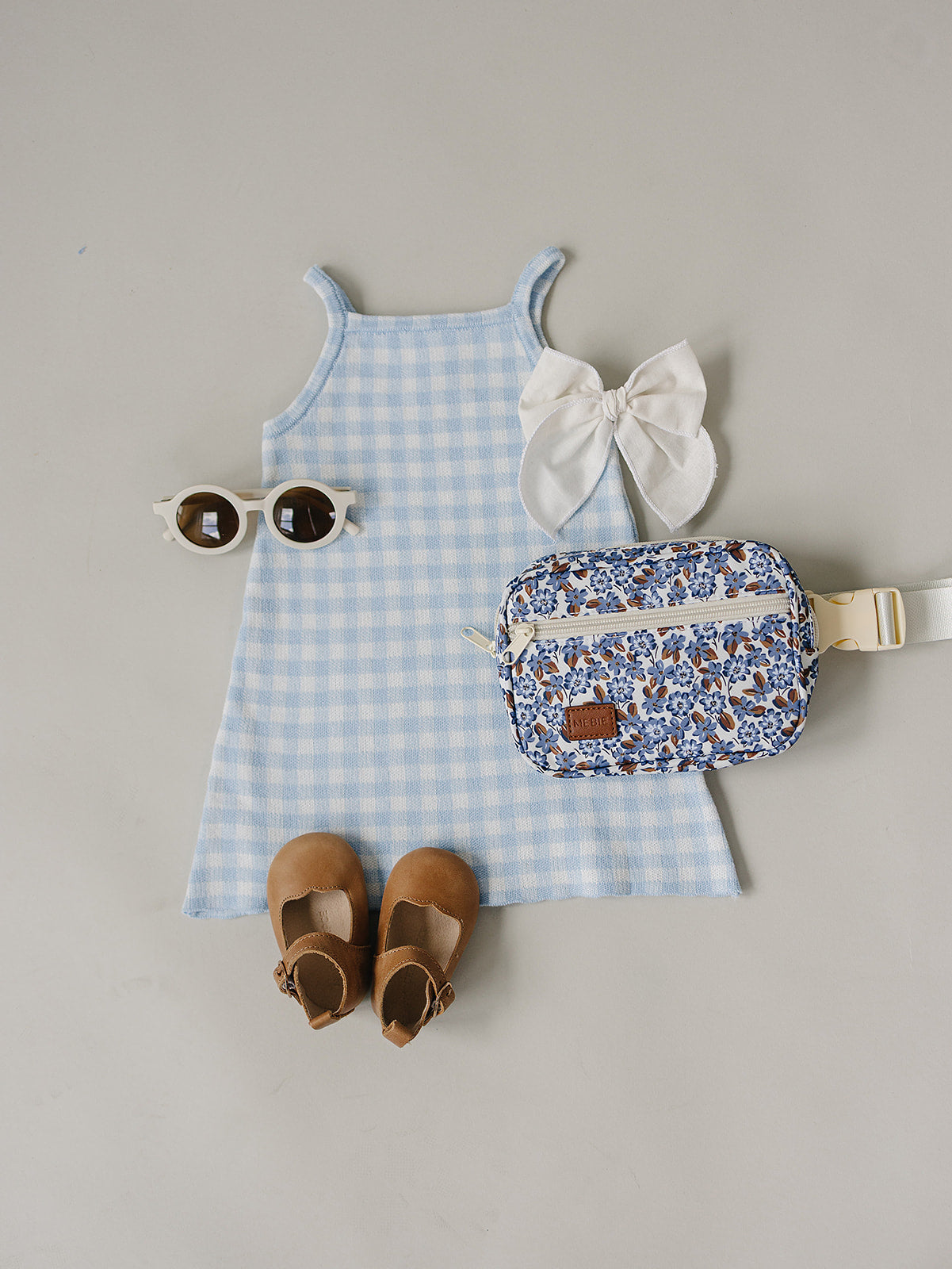 Blue Knit Gingham Dress