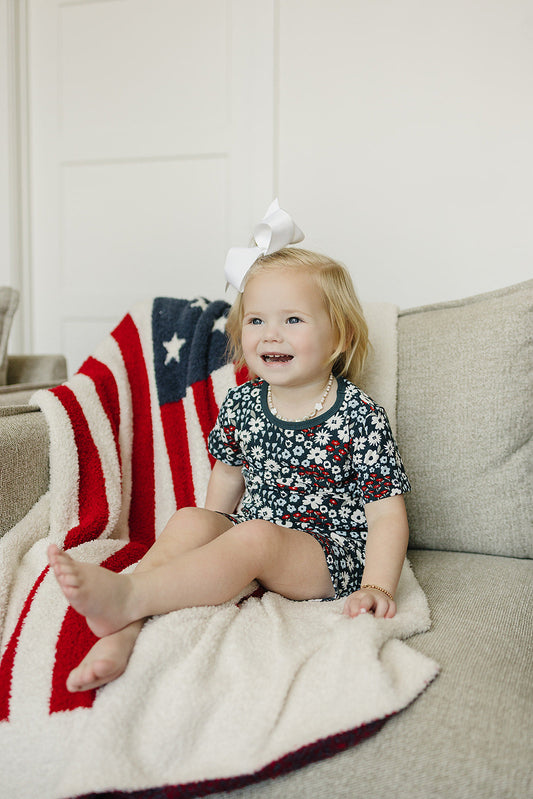 Americana Floral Ribbed Bamboo Cozy Short Set