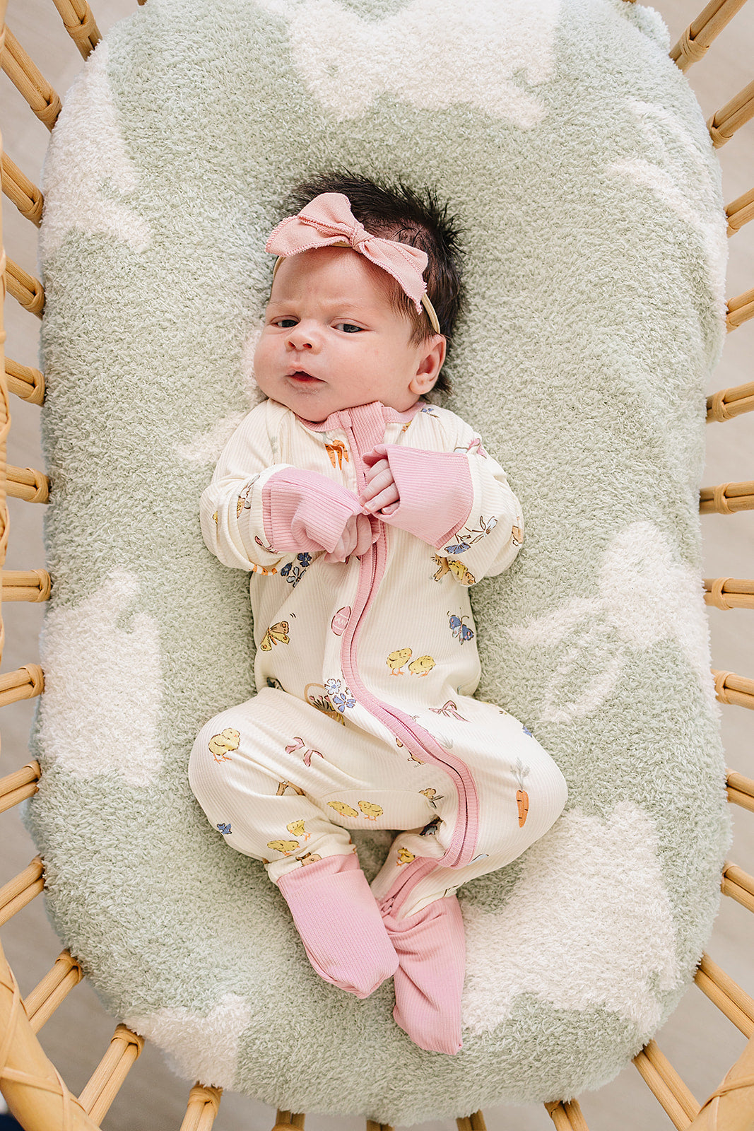 Pink Bunny Ribbed Bamboo Zipper