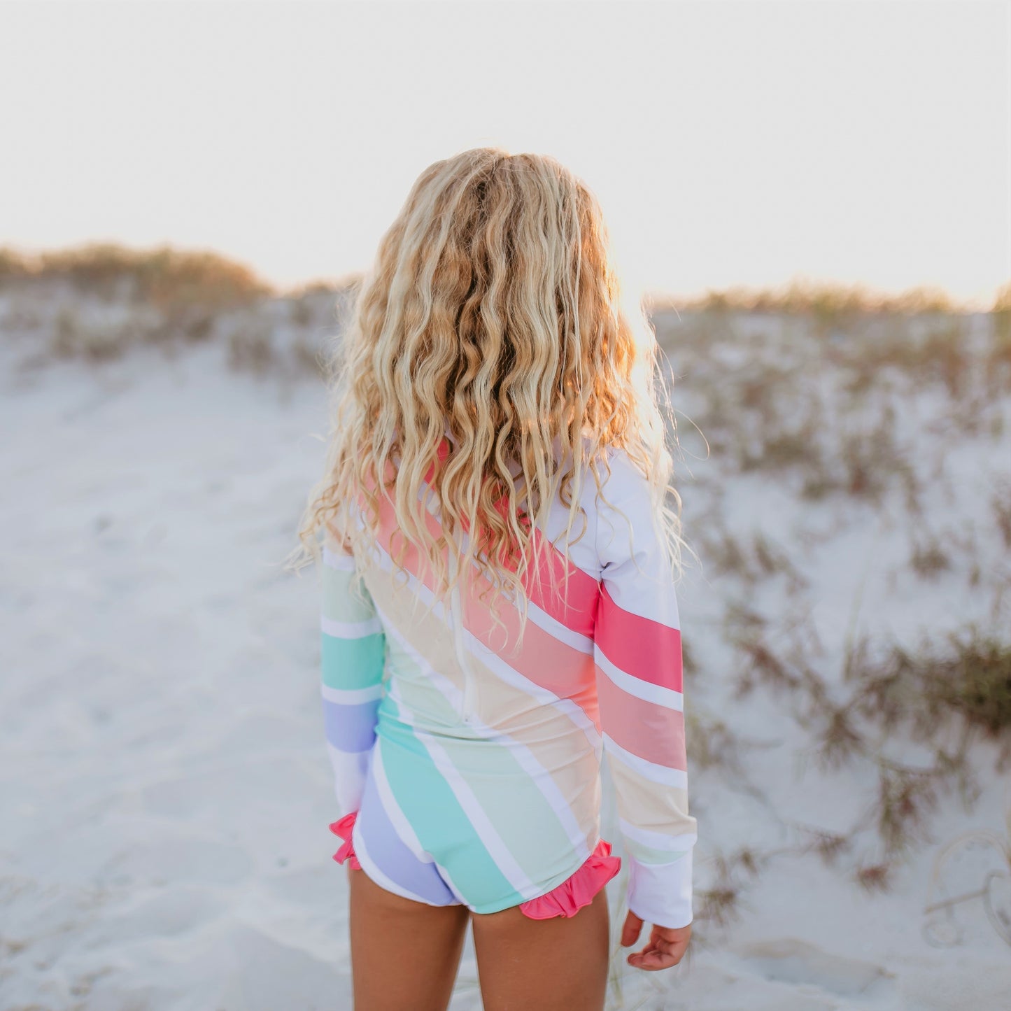 Zip Rash Pastel Stripe Swimsuit