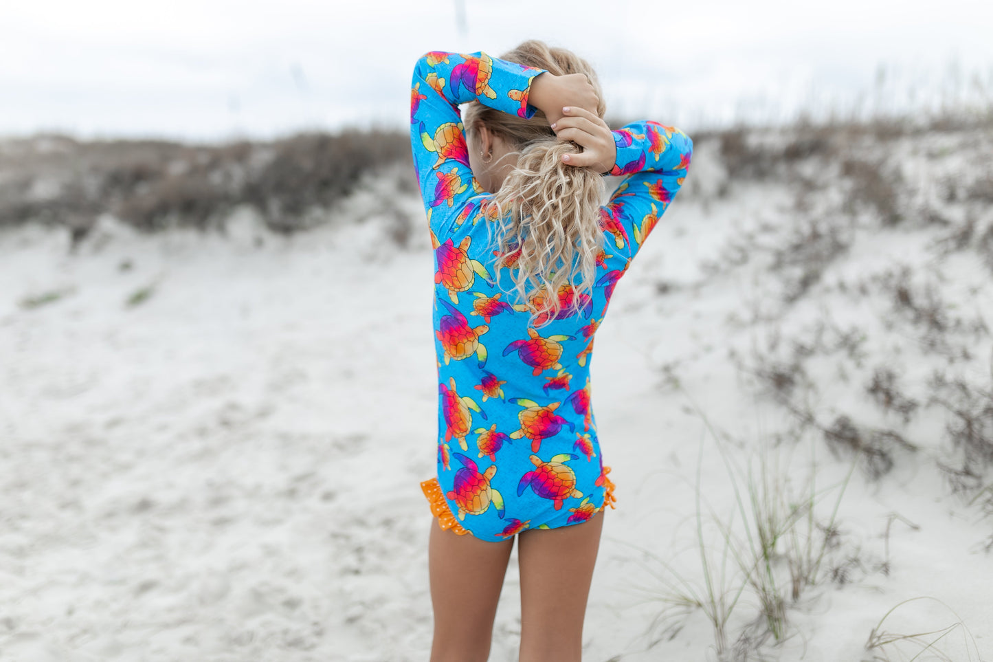 Blue Rainbow Turtle Zip Swimsuit