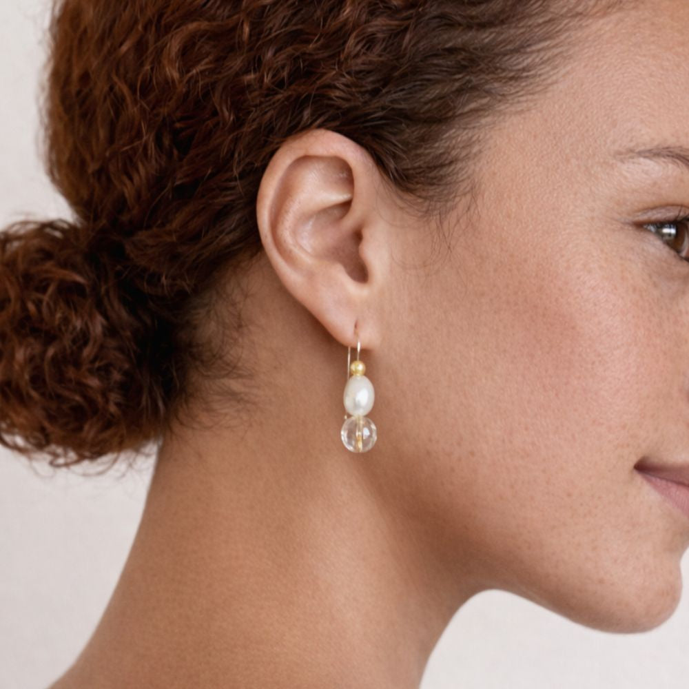Citrine + Pearl Earrings | Gold Fill