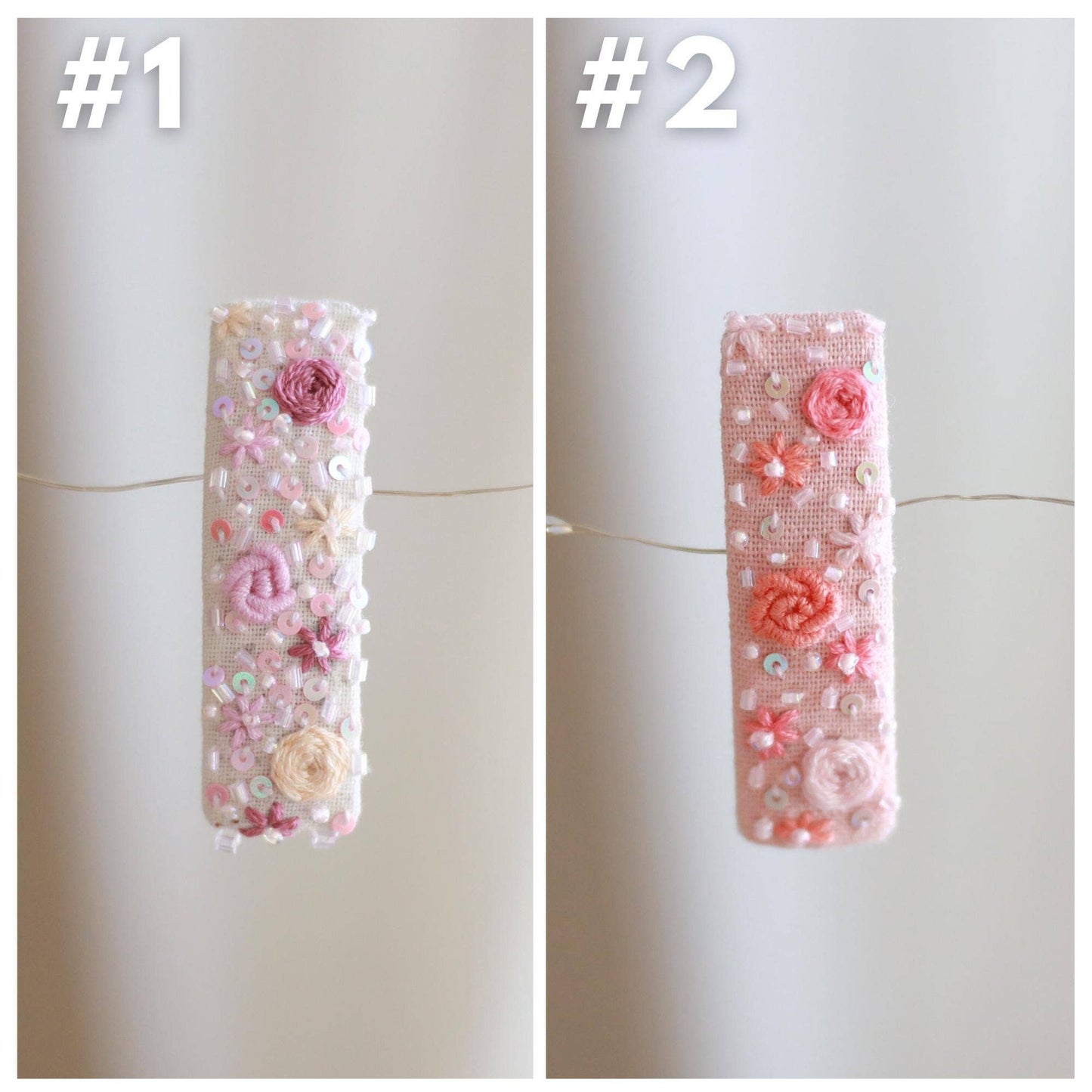Handmade Embroidered Rectangle Hair Clip